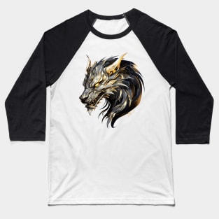 Black and Gold Dragon Head Baseball T-Shirt